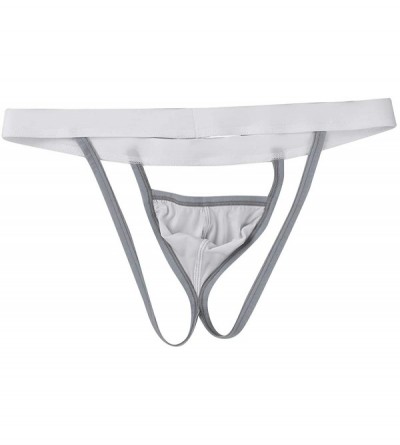 G-Strings & Thongs Men's Sexy Cut Out Mini Bikini Thongs Jockstrap Pouch G-String Underwear - White - C618KMMI69E $13.77