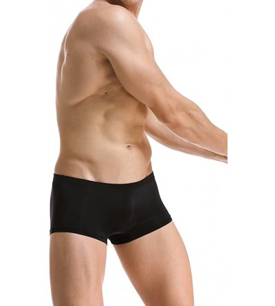 Boxers Mens Seamless Underwear Low Rise Breathable Thin Ice Silk Boxer Trunks - Black - CA12HQW8PLR $8.42