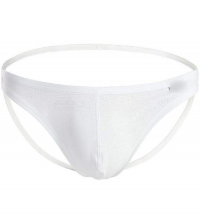 G-Strings & Thongs Jockstrap Tangas Briefs Cueca Male Panties Mens Thongs Pouch Underwear Jocks Mesh Breathable - White - CD1...
