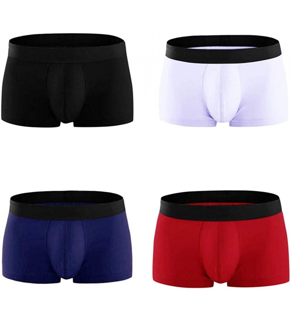 Boxer Briefs 4PCS Men's Soft Stretch-Knit Boxer Breathable Underwear Soft Quick-Dry Boxer Shorts Bikinis Briefs Trunks - A-bl...