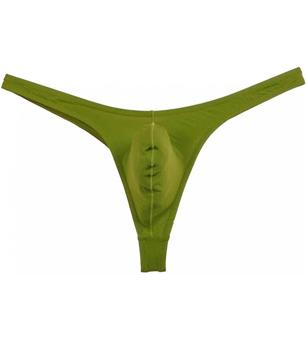 Bikinis Men's Solid Thong Spandex Bikini T-Back - Army Green - CI19453X69A $11.86