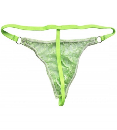 G-Strings & Thongs Men's Lace Sheer Sissy Pouch Panties Micro Low Rise Thong G-String Crossdress Lingerie - Green - C5197Z0NL...