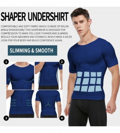 Shapewear Men Shapewear Vest Seamless Abdomen Slim Shirt Classic Abs Body Shaper - Blue - CQ193S6C62H $21.50