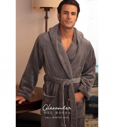 Robes Men's Warm Flannel Fleece Robe with Hood- Big and Tall Bathrobe - American Flag Classic - CF194695QU6 $42.10