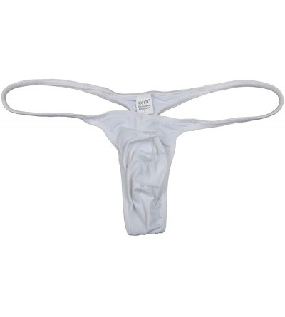 G-Strings & Thongs Men's Bikini Thong Underwear Slim Pouch String Tangas Second Skin Feel Sexy Low Rise T-Back - White - CK18...