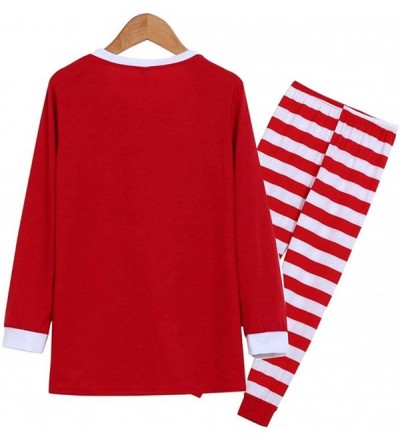 Sleep Sets Women Man Family Matching Christmas Pajamas Set Cotton Blouse Tops+Santa Striped Pants - Men-red - CN18LLCMWHT $12.91