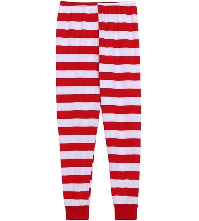 Sleep Sets Women Man Family Matching Christmas Pajamas Set Cotton Blouse Tops+Santa Striped Pants - Men-red - CN18LLCMWHT $12.91