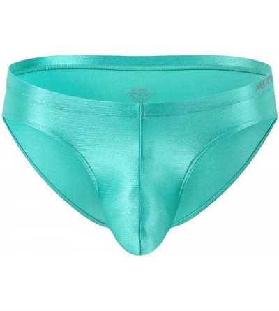 Bikinis Low Rise Sexy Briefs for Men Bikini Ice Silk Stretch Shiny Big Boy Pouch Lightweight Underwear Pack (M-2XL) - Green-2...