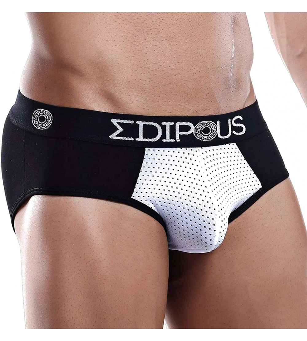 Briefs Brief Micro Bulge Enhancing Mens Sexy Mesh Designer Underwear - Black/White - CX18UNYXOMO $10.81
