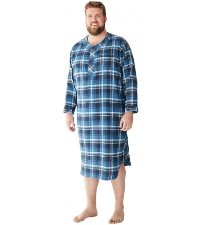 Sleep Sets Men's Big & Tall Plaid Flannel Nightshirt Pajamas - Twilight Plaid (5490) - CH12M12SX5Z $71.48