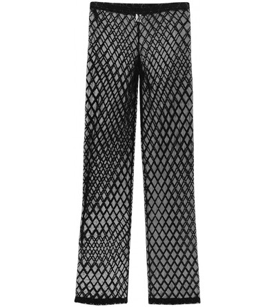 Sleep Sets Men's Pajamas Mesh See Through Home Lounge Pants Nightwear - Black Mesh - CM18LSXED63 $22.00