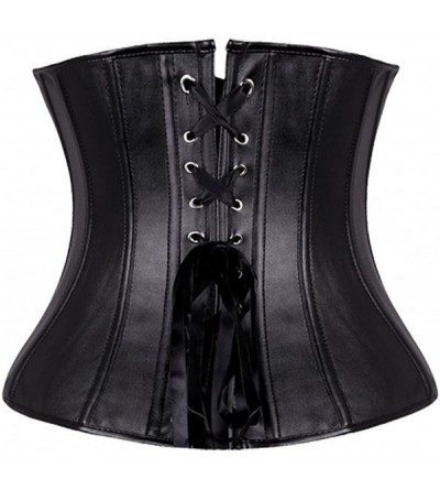 Bustiers & Corsets Womens Sexy Steampunk Gothic Faux Leather Boned Corset Bustier Body Shaper - Zipper Black - C817YL48Z2G $3...