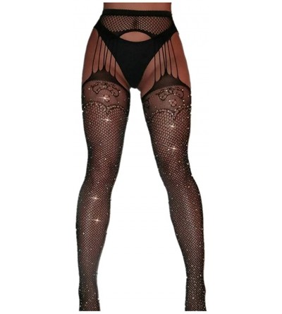 Accessories Stockings for Women Suspender Pantyhose Fishnet Tights Glitter Rhinestone Thigh High Stocking - D - CU18UUZS9A6 $...