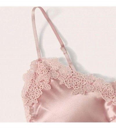 Bras Sexy Lace Nightgown Pajamas Nightdress Silk Underwear Women Lingerie Sleepwear - Pink - CF195AZ4UK9 $8.99