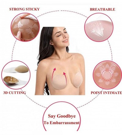 Bras Women Breast Petals Lift Nipplecovers Push Up Self Adhesive Strapless Backless Invisible Bra Reusable Sticky Bras - Beig...