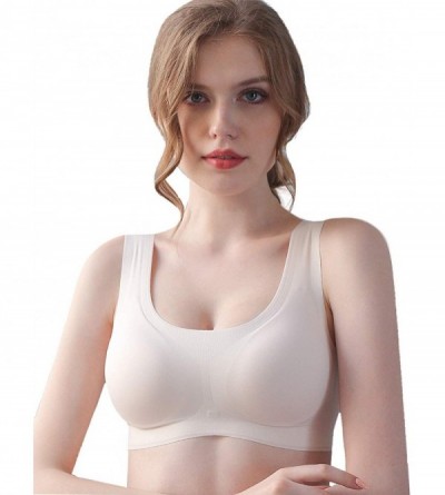Bras Women's Sleep Bras Wireless Stretchy Comfort Seamless with Removable Pads 32-40 - Bare 3 - CR19726224I $22.14