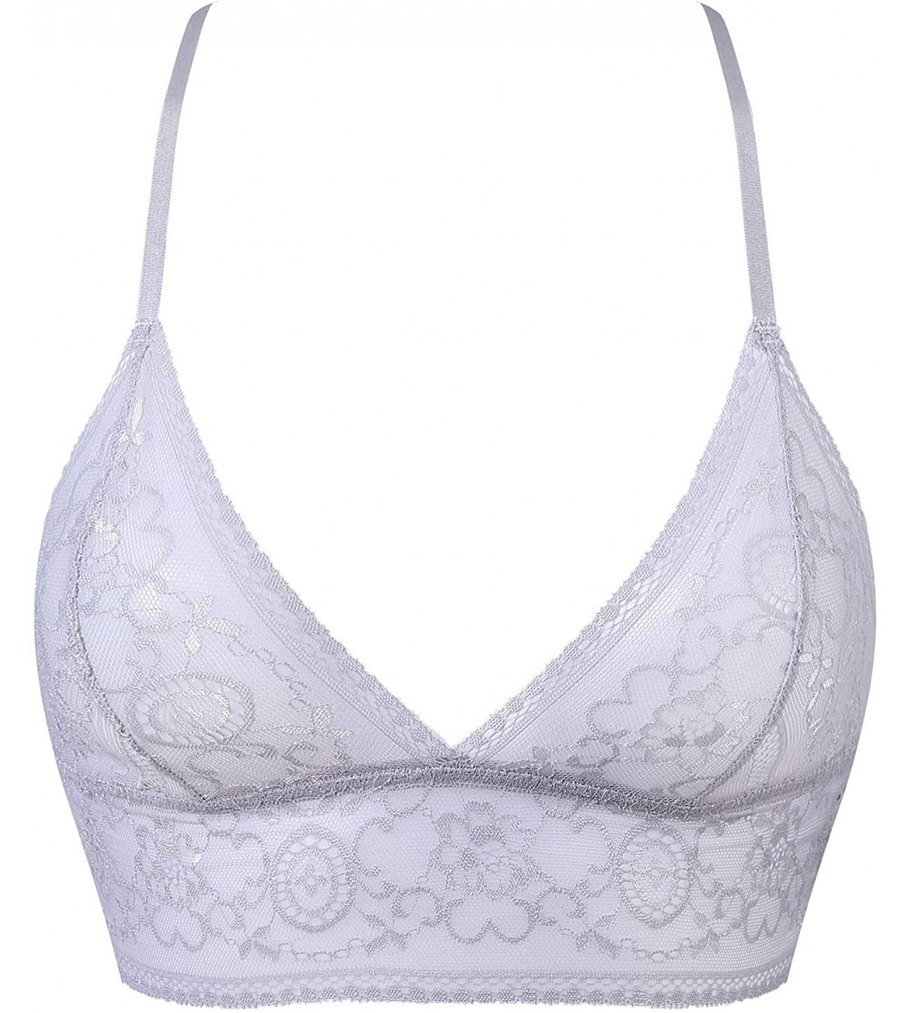 Bras Women's Sheer Lace Bralette Unlined Sexy Crop Top(for A-C Cups) - Grey - C018SW226TY $17.43