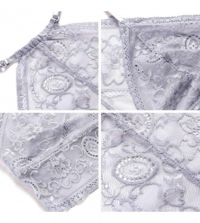 Bras Women's Sheer Lace Bralette Unlined Sexy Crop Top(for A-C Cups) - Grey - C018SW226TY $17.43