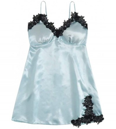 Baby Dolls & Chemises Sexy Lace Nightgown Pajamas Nightdress Silk Underwear Women Lingerie Sleepwear - Green - C2195AR4GXR $2...