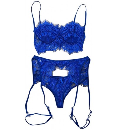 Baby Dolls & Chemises Sexy Lingerie for Women Lace Teddy Babydoll Bodysuit Nightwear Outfit - T-blue - C8198D7ETD4 $23.36