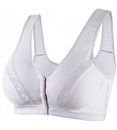 Bras Women Cotton Soft Cup Bra Full-Freedom Front Close Bras-Everyday Lace Stylish Bras W Padded - Pink - CR18X98I578 $19.38