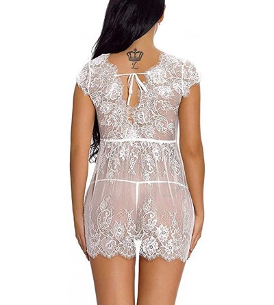 Bustiers & Corsets Lingerie for Women Sex Womens Sexy Suspender Skirt Lingerie Deep V Lace Mini Babydoll Sexy Underwear - Whi...
