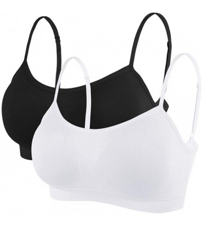Bras Women's Sport Bra Spaghetti Strap Yoga Camisole Crop Top Comfort Bralette - White 1- Black 1 - CI18SCWYQ33 $16.16