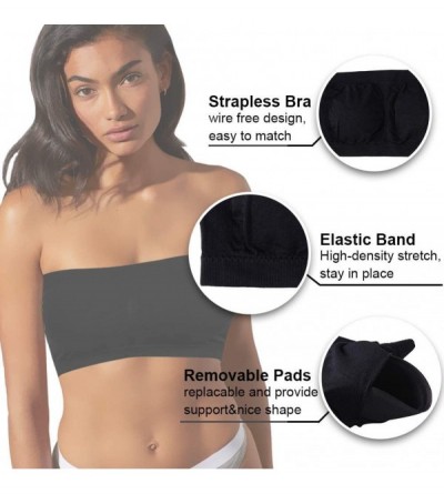 Bras Tube Tops for Women Strapless Bandeau Bra Stretchy Seamless Padded Bras - Black+nude - CK18HXDHZX7 $15.61