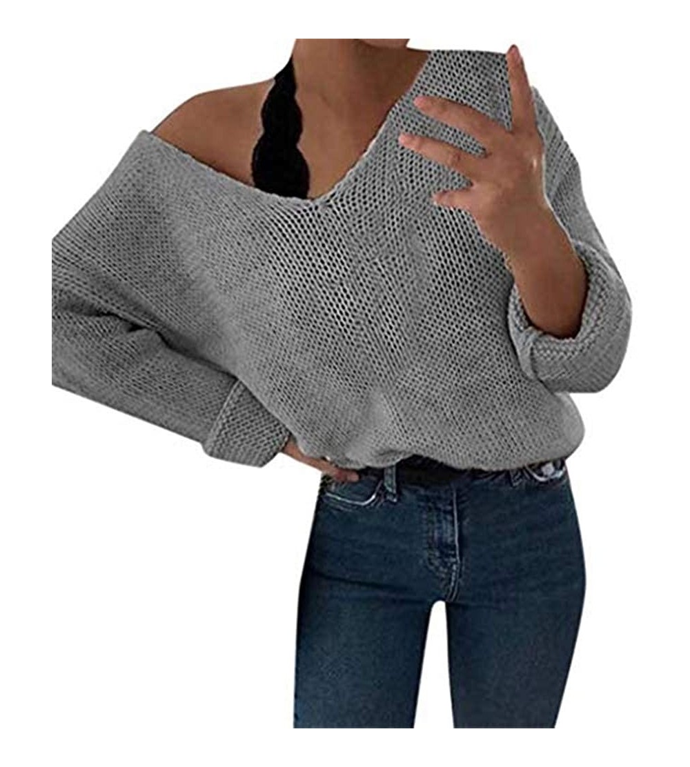 Bustiers & Corsets Fashion Casual Scoop Neck Lazy Loose Sweater Tops Solid Three Quarter Sleeve Elastic Pullover Women Tops -...