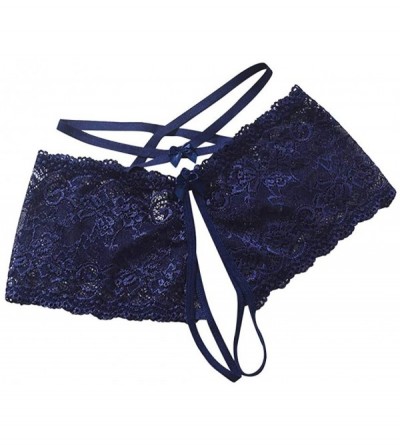 Accessories Women's Sexy Lace Panties Bowknot Briefs Hipster Mesh Knickers Midnight Lingerie Underwear - Blue - CA19DS98UQQ $...