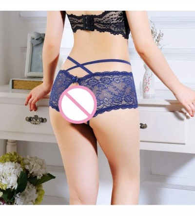 Accessories Women's Sexy Lace Panties Bowknot Briefs Hipster Mesh Knickers Midnight Lingerie Underwear - Blue - CA19DS98UQQ $...