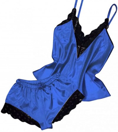 Accessories 2PC Women's Babydoll Underwear Set Soft Lace Nightdress Nightgown Sleepwear Lingerie - Blue - CL18Q6OHR7S $11.86