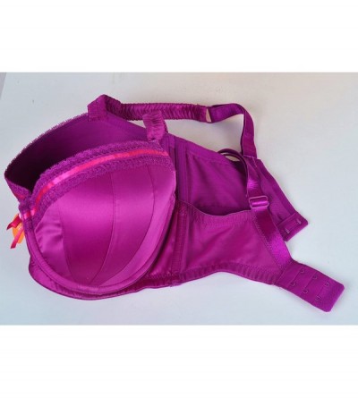 Bras Women's Bra Satin Purple 32FF - CN12I85BIXX $11.89