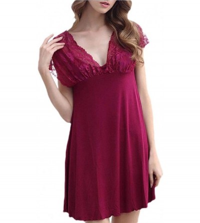 Baby Dolls & Chemises Womens Babydoll Lingerie Sexy Nightgowns Lace Chemise Lingerie Dres - 2 - CU199729M84 $65.55