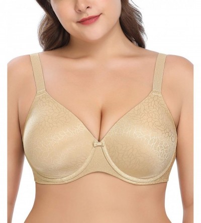 Bras Womens Full Figure Minimizer Bra Seamless Underwire T-Shirt Bra Plus Size Unlined Contour Bra - Nude - C718KWGA589 $35.63