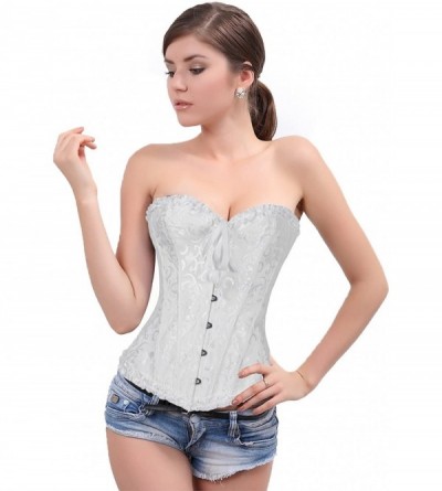 Bustiers & Corsets Women's Fashion Bustier Waist Trainer Overbust Corset Top Lace up Plus Size Buckle Jacquard Corset with Pa...