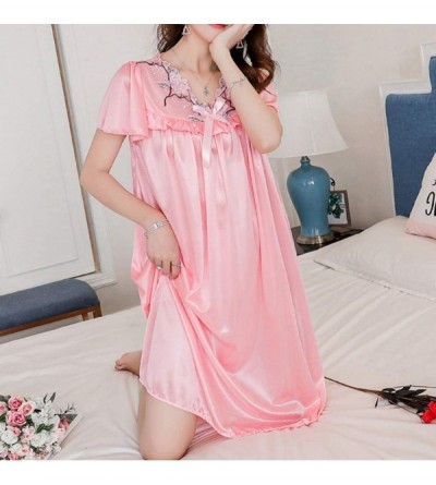 Accessories Fashion Women Home Summer Sexy Lady Dress Nightdress Short Sleeve Lovely Pajamas - Watermelon Red - CU1992Q4W0Y $...