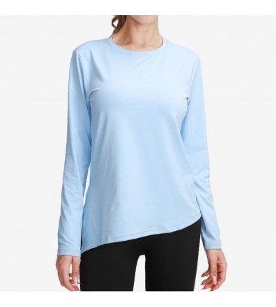 Bras Women Knotted Blouse Casual Pure Color Long Sleeve Round Neck Slim Fit Tops Comfortable Tunics Shirt - Blue - CN193GMIIC...