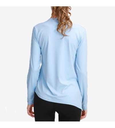 Bras Women Knotted Blouse Casual Pure Color Long Sleeve Round Neck Slim Fit Tops Comfortable Tunics Shirt - Blue - CN193GMIIC...