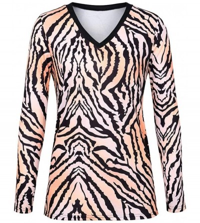 Bras Womens Leopard Blouse Fashion Printed Long Sleeve V-Neck Casual Shirt Pullover Tops Tunics - J - CR193K3NQ36 $13.00