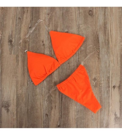 Bustiers & Corsets Women Striped Printed Tankini Swimwear Bandeau Bikini Set Beachwear Swimsuit - Orange - C0194K9YAGQ $9.47