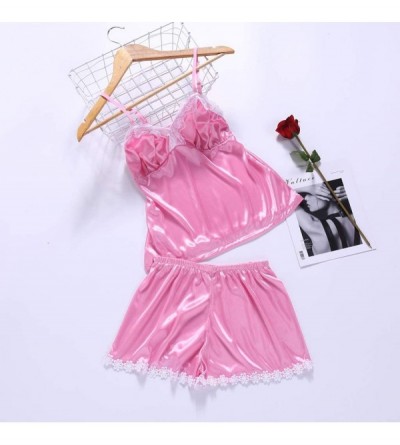 Bustiers & Corsets Women Lace Sexy Passion Lingerie Babydoll Nightwear 2PC Set - Pink - CS18SK4ZQAN $25.41