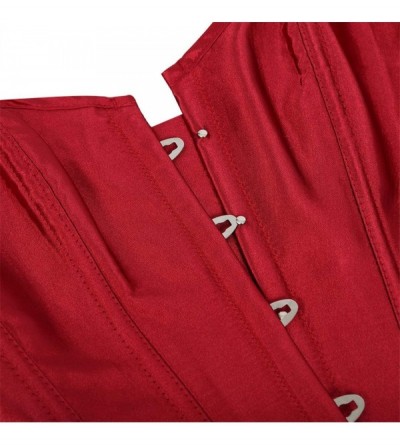 Bustiers & Corsets Women's Bustier Corset Sexy Satin Brocade Overbust Waist Cincher Shapewear Top - Wine Red - CM18SXC2TOY $2...