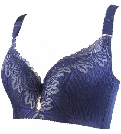 Bras Womens Bras Full Coverage Plus Size Underwire Lace Non Padded 36C-48D - Navy - CD186OIIXNE $19.32