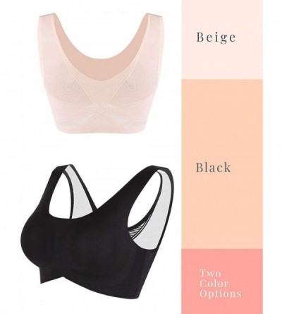 Bras Wireless Comfortable Pull On Bras for Women - Everyday Seamless No Wire Lounge Bralettes - Black - CI195A3LIO8 $32.00