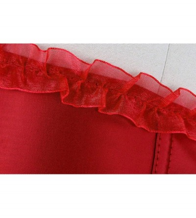 Bustiers & Corsets Women's Burlesque Vintage Satin Halter Boned Zipper Bustier Corset Top - Red - CT11OYIUVL9 $21.82