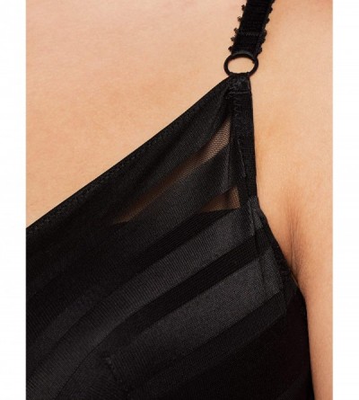 Bras Women's Nightshade Fling Plunge Bra - Semi Sheer Ladies Sexy Lingerie - Black - CH189XR7LXI $15.82