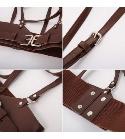 Bustiers & Corsets Women Fashion Faux Leather Waist Belt Steampunk Underbust Corset - Coffee 21 - C3190RQQ834 $37.58