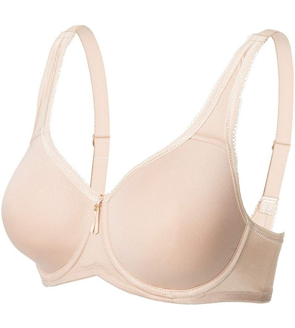 Bras Women's Double-Support Wire Free Bra Large Size Cup Underwear - Color of Skin - C9192SYDXOM $41.16