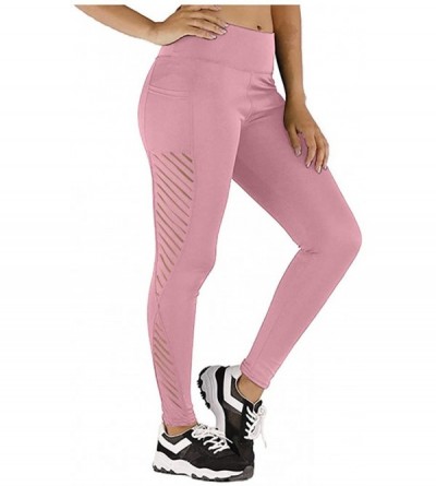 Bras Women's High Rise Workout Leggings - High Waisted Yoga & Fitness Athletic Compression Pants - Pink - CB196OSY3HE $10.82